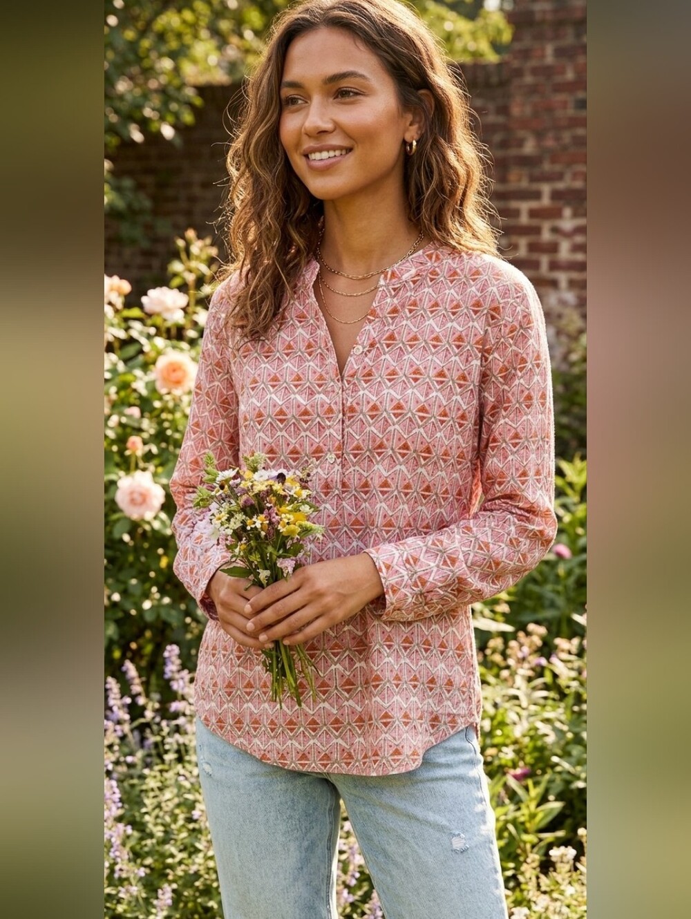 Rock Flower Paper Geometric Print Shirt Top